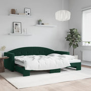 Divano Letto con Letto Estraibile Verde Scuro 80x200cm Velluto