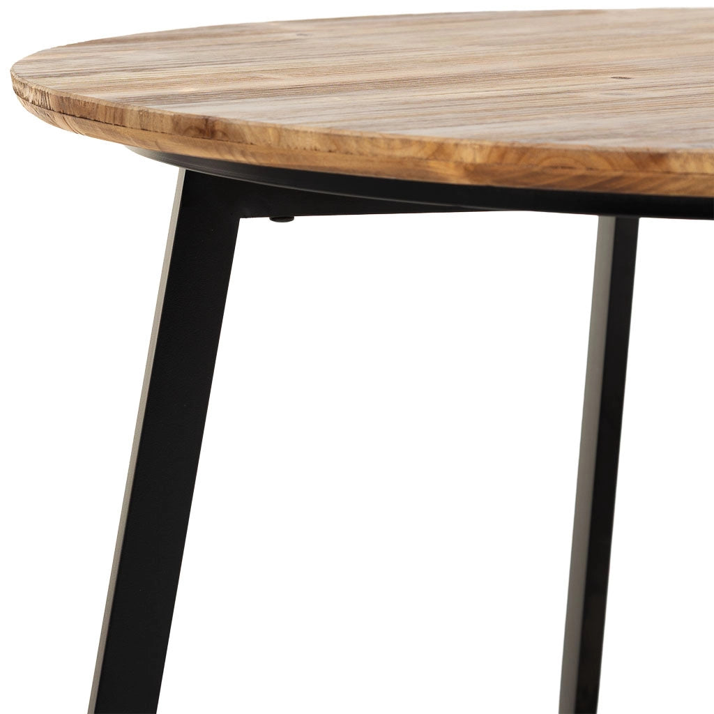 Tavolino rotondo in metallo e legno 80x80x45h cm