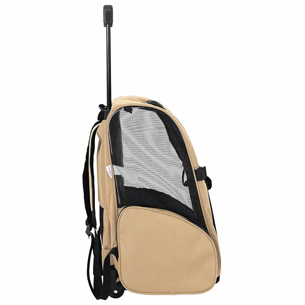 vidaXL Carrello per Animali 3 in 1 Design Sabbia 48x32x(57-106) cm Tessuto Oxford