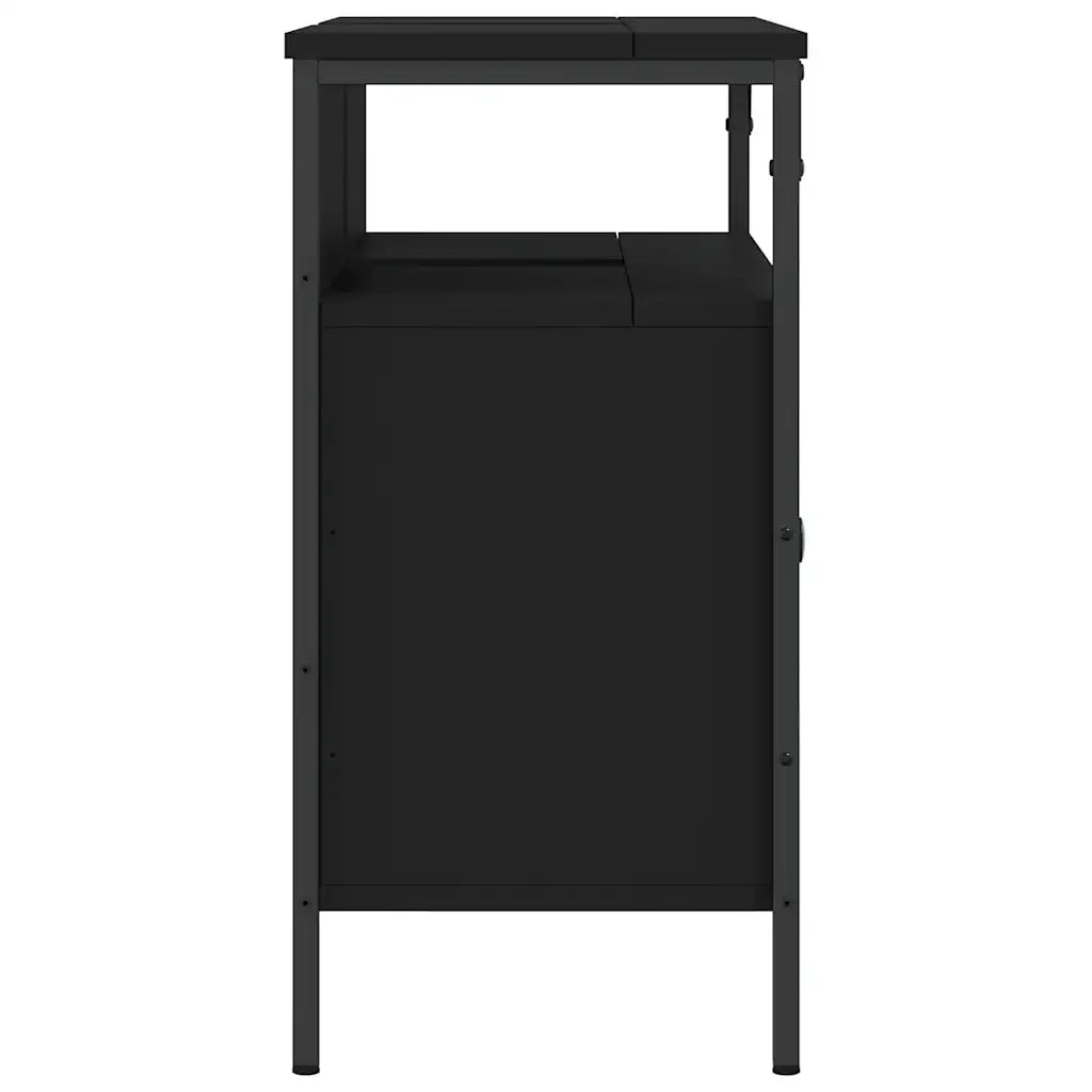 Mobile Lavabo | Armadio Lavabo Bagno Nero 80x30x60 cm in Legno Multistrato