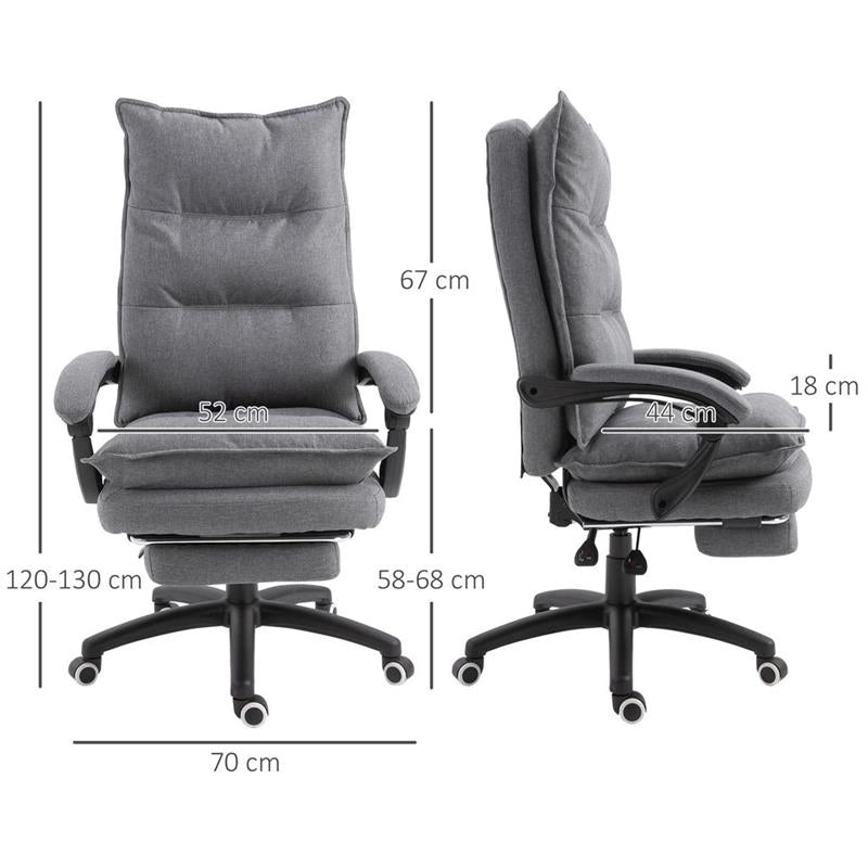 SEDIA DA UFFICIO IMBOTTITA CON 6 PUNTI MASSAGGIANTI 70 X 62X120-130 CM GRIGIO
