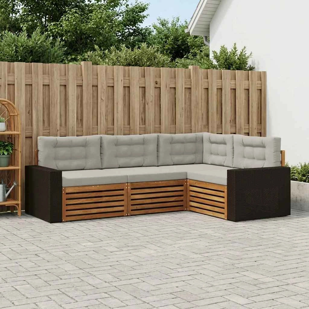 Set di divani da esterno 4 pz Naturale e Grigio Chiaro 3383304