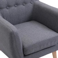 Poltrona Imbottita Moderna, Poltroncina da Camera Soggiorno con Braccioli Tessuto Legno 68 × 58.5 × 76cm Grigio Chiaro