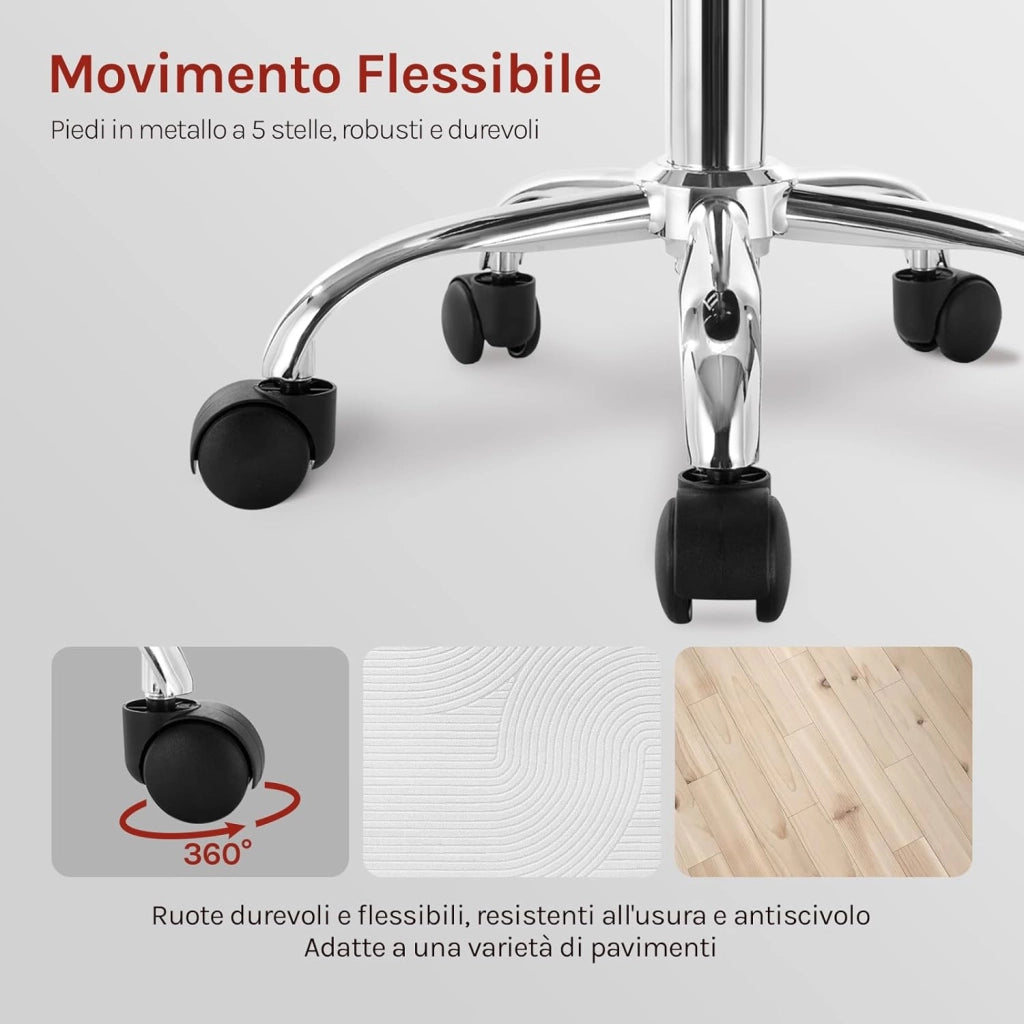 Sedie Ufficio Sedia da Scrivania Sgabelli con Schienale PU Cromato Girevole Moderno Nero 1 Pz