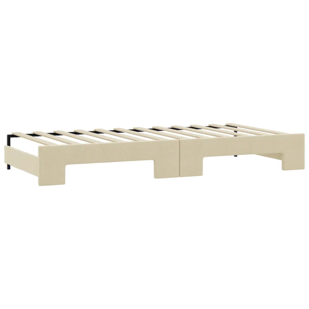 Divano letto | Sof¨¤ letto | Letto singolo Estraibile con Cassetti Crema 90x200 cm in Tessuto