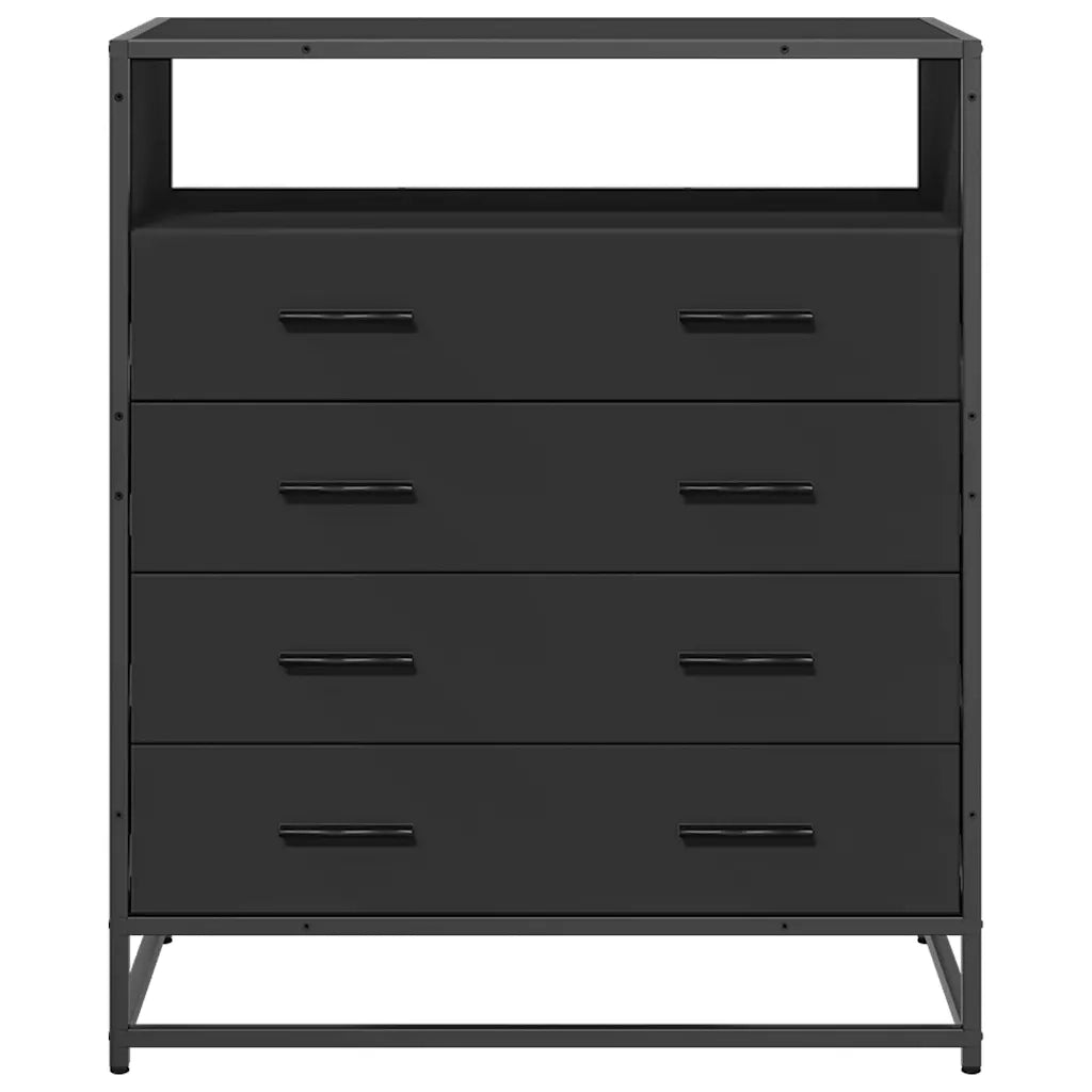 Cassettiera Nera 70x41x83,5 cm in Legno Multistrato 849089