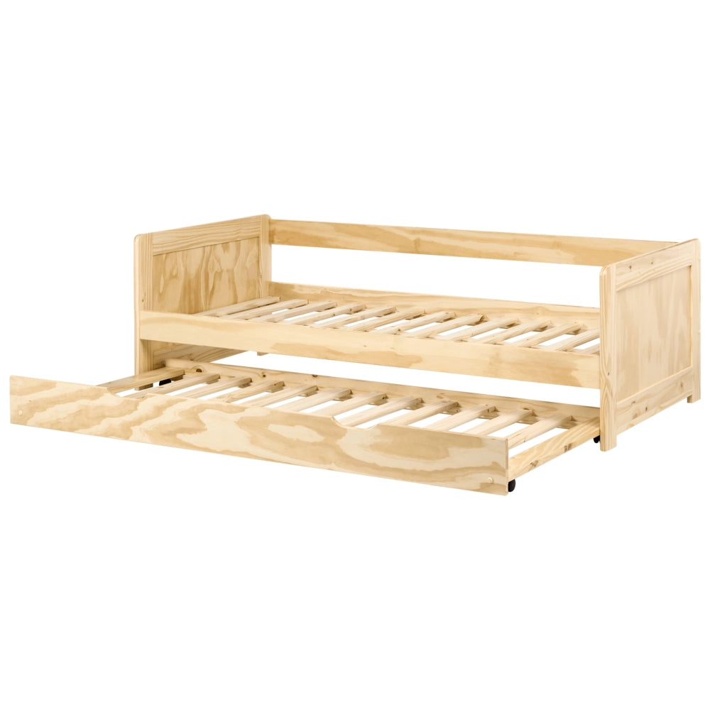 Letto a castello per bambini in legno di pino chiaro struttura di dimensioni singole EU con telaio estraibile extra.