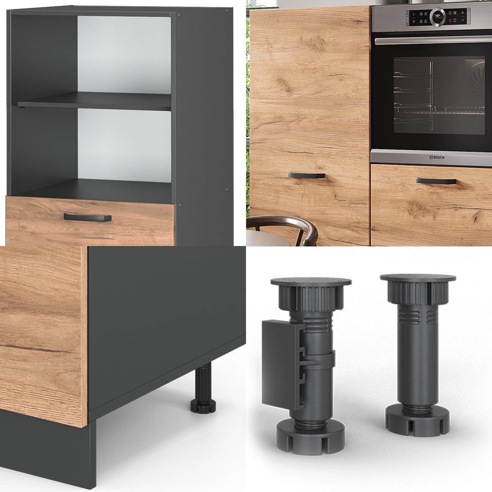 Vicco Cucine componibili piccole Quercia dorata/antracite 180 cm senza piano di lavoro