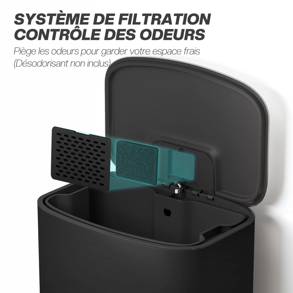 Pattumiera da Cucina 50L ¨C zephmum ¨C Nero 45.1x36.5x62.6cm