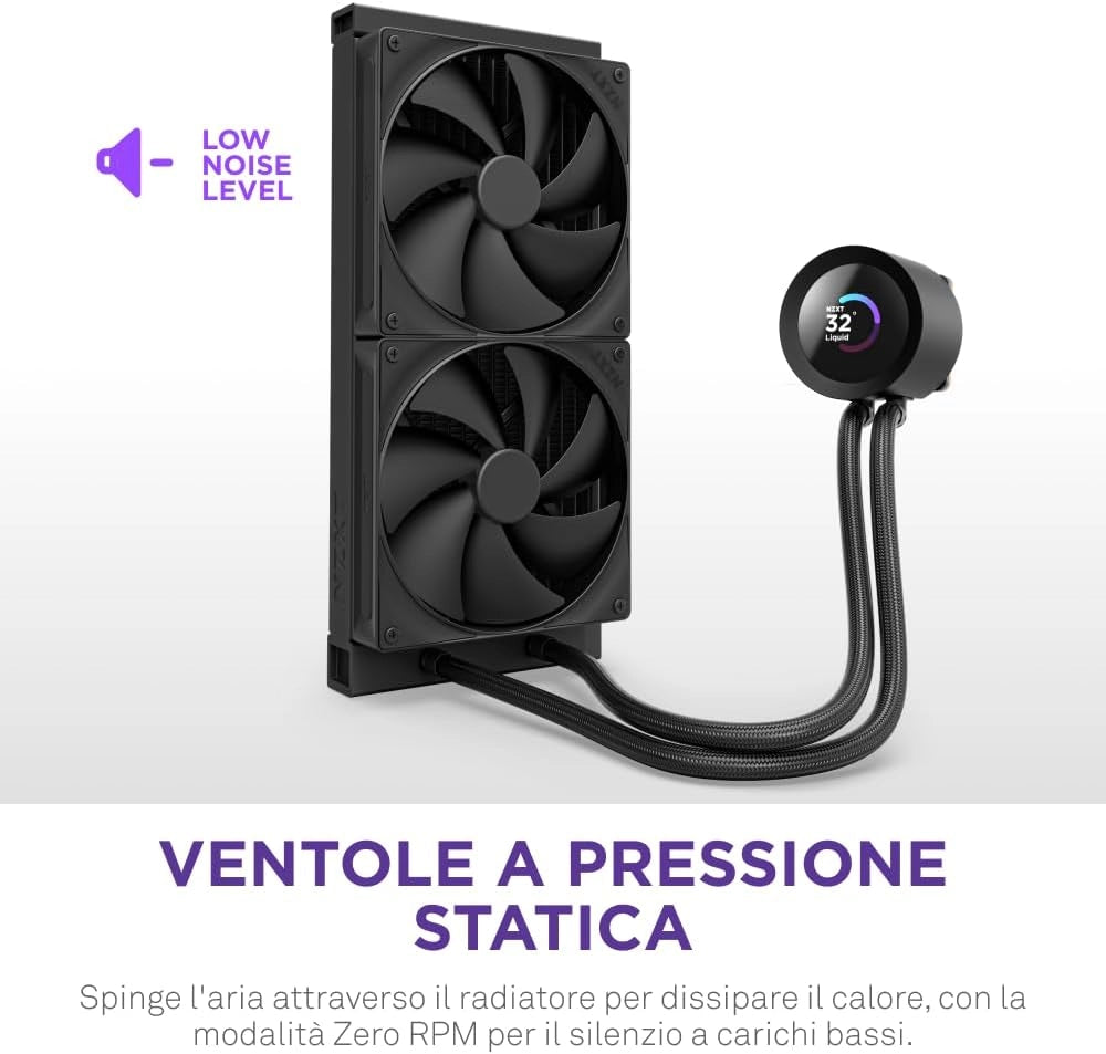 Kraken Plus 280 - Raffreddamento a liquido CPU AIO 280 mm - 2 ventole F140P - Display LCD quadrato da 1,54" personalizzabile - AMD® AM5/AM4 - Intel® LGA 1851/1700/1200/115X - Nero