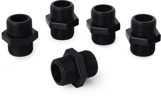 Connettori 3/4" BSP - 5 pezzi - Fitting PVC - Fermo-maschio/maschio - Bocchetta a sei lobi - Guide per cavi per installazione facile - Fitting di tubo