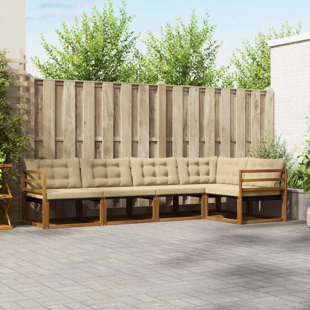 Set di divani da esterno con cuscino 5 pcs Naturale e Beige