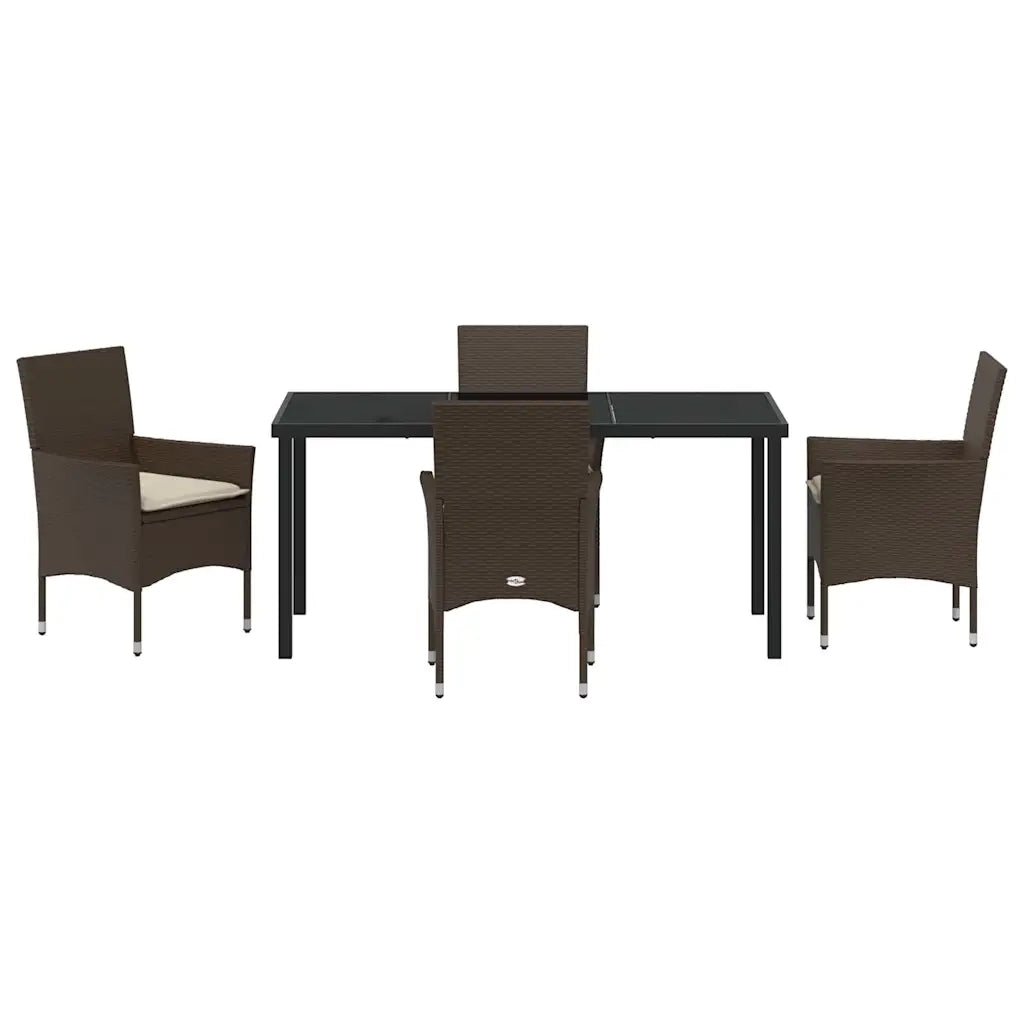 Set da Pranzo per Giardino con cuscino 5 pcs Marrone polyrattan 3379782
