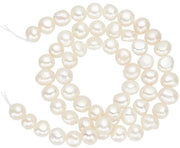 Pareli Acquatiche 7-8 mm - Perle Naturale - 55-56 Pezzi/Braccio - Creazione Gioielli - Perle per Orecchini/Collane - Foro 0,5 mm - Perle Acquatiche