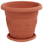 Set di 24 vasi cilindrici moderni per piante 26 x 21,5 cm in plastica rosso mattone 02_0056122