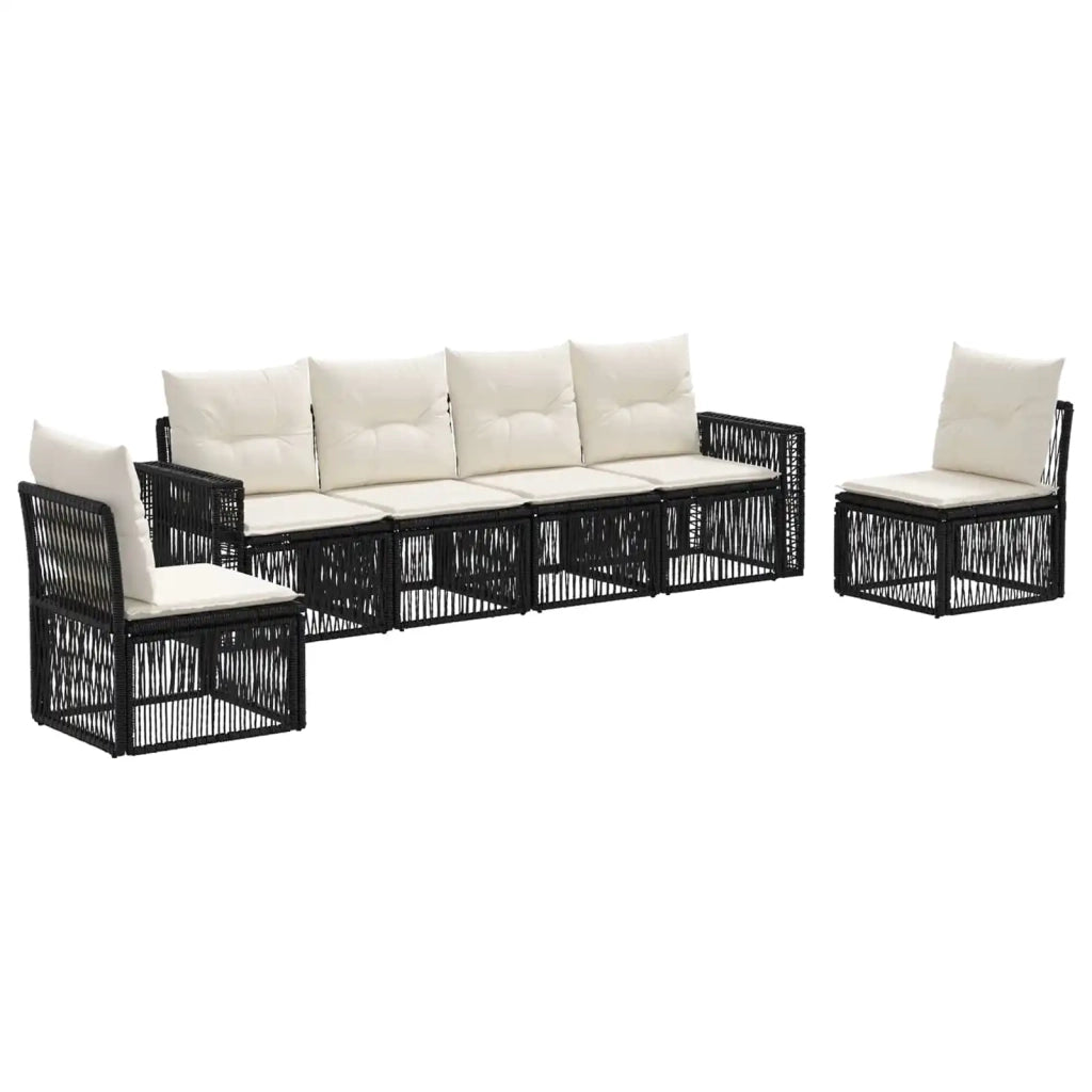 Set Divano da Giardino 6 pcs Nero e Bianco Crema polyrattan 3435085