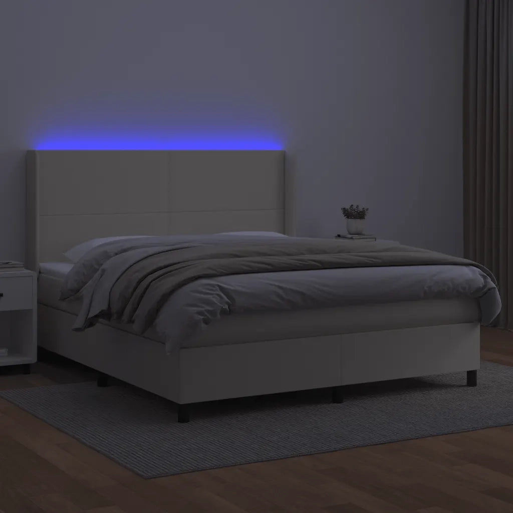 Giroletto a Molle con Materasso e LED Crema 180x200 cm 3139279