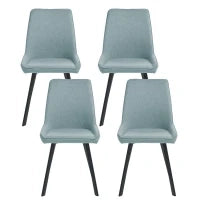 E-STYLO Sedia da pranzo in microfibra acquamarina con gambe e struttura in metallo nero, 48cm X 60cm H. 87cm.