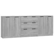Buffet credenza cassettiera armadio mobile contenitore organizer per cucina soggiorno salotti 3 pezzi legno ingegnerizzato Sonoma grigio 02_0037181