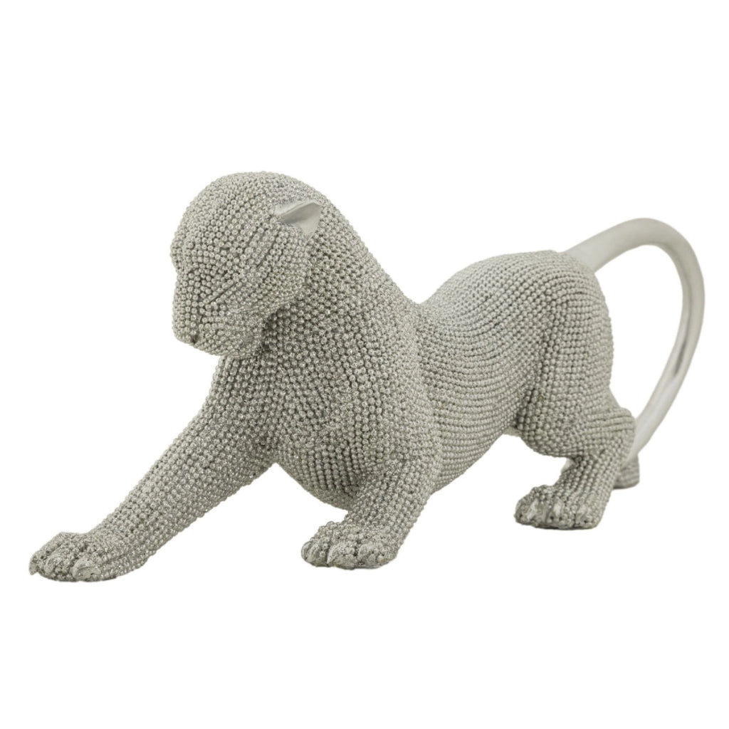 Scultura Gatti 5, Argento, Poliresina, 32x9x11 cm