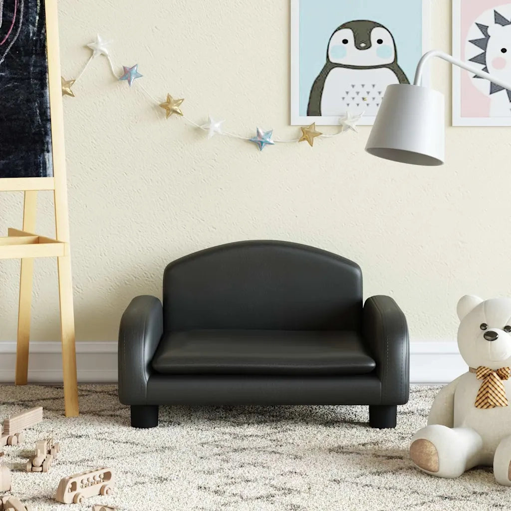 Divano per Bambini-Sofa-Divanetto Nero 50x40x30 cm in Similpelle