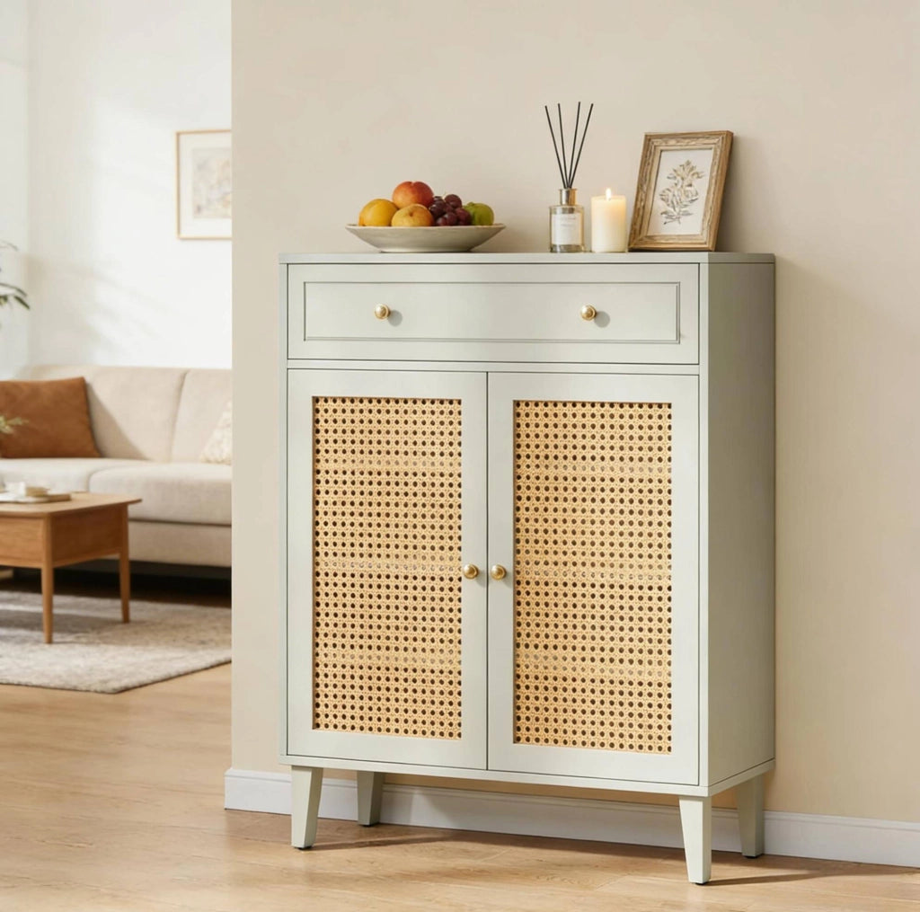 Scarpiera con ante e ripiani regolabili; 80 x 35 x 100 cm; MDF verde menta