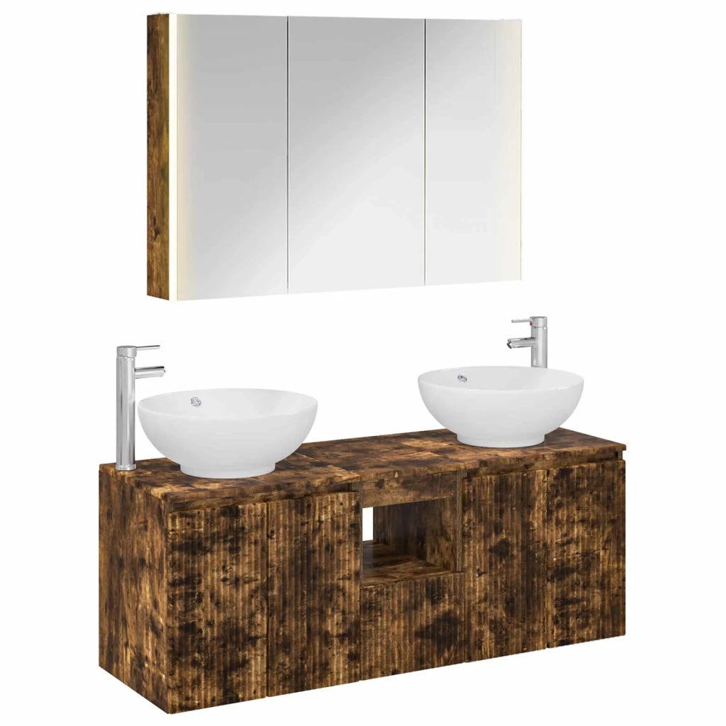 Set di Armadi da Bagno 4 pcs Rovere Fumo Legno ingegnerizzato 3406507