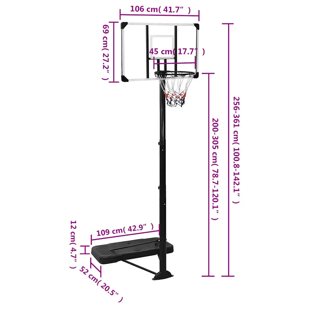 Supporto per Pallacanestro Trasparente 256-361 cm Policarbonato CFW4548585
