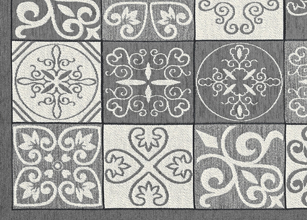 Tappeto Passatoia Runner Cucina Antiscivolo Lavabile Disegno Maiolica Suardi - 55x240 - Grigio