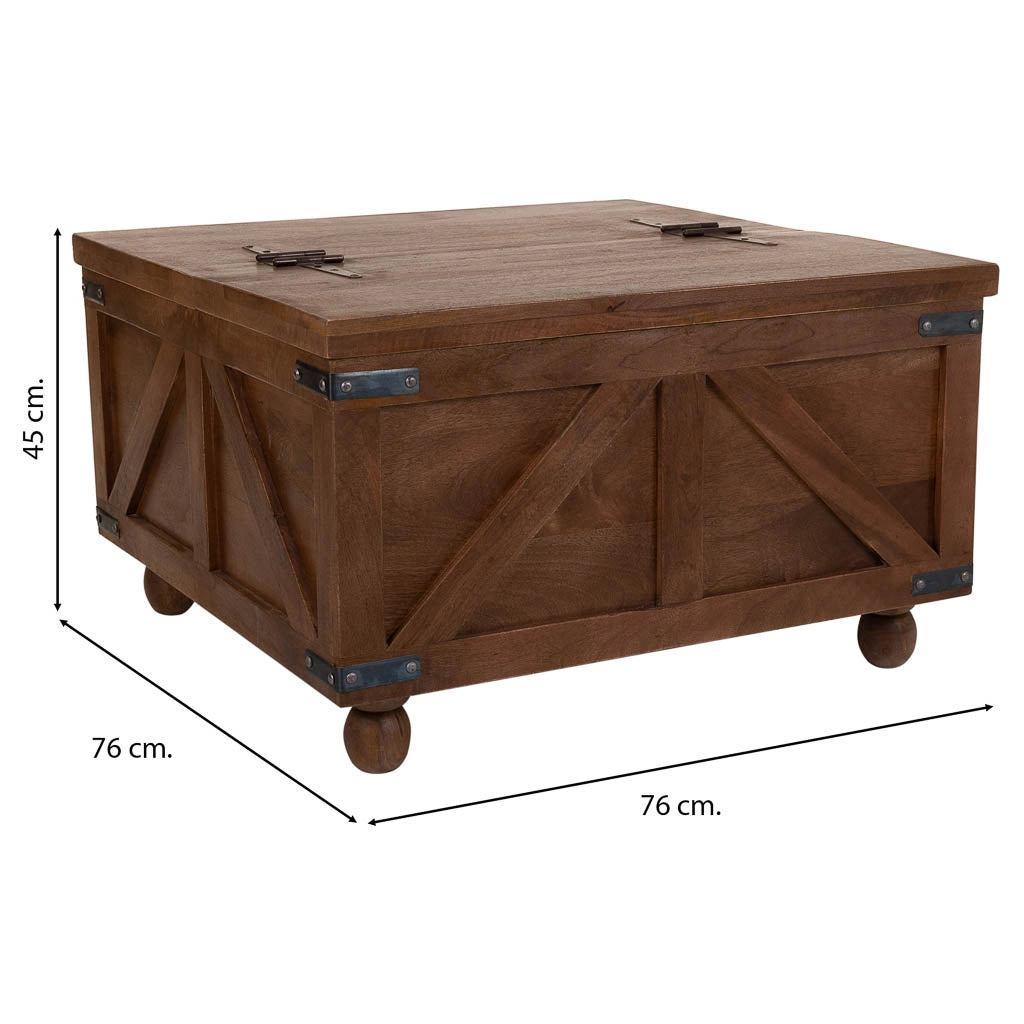 Tavolino cassaSgabello in legno marrone 76x76x45h