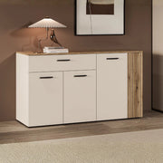 Credenza 4 ante e 1 cassetto Frezo03 cashmere e rovere con listelli verticali 150x42x83H