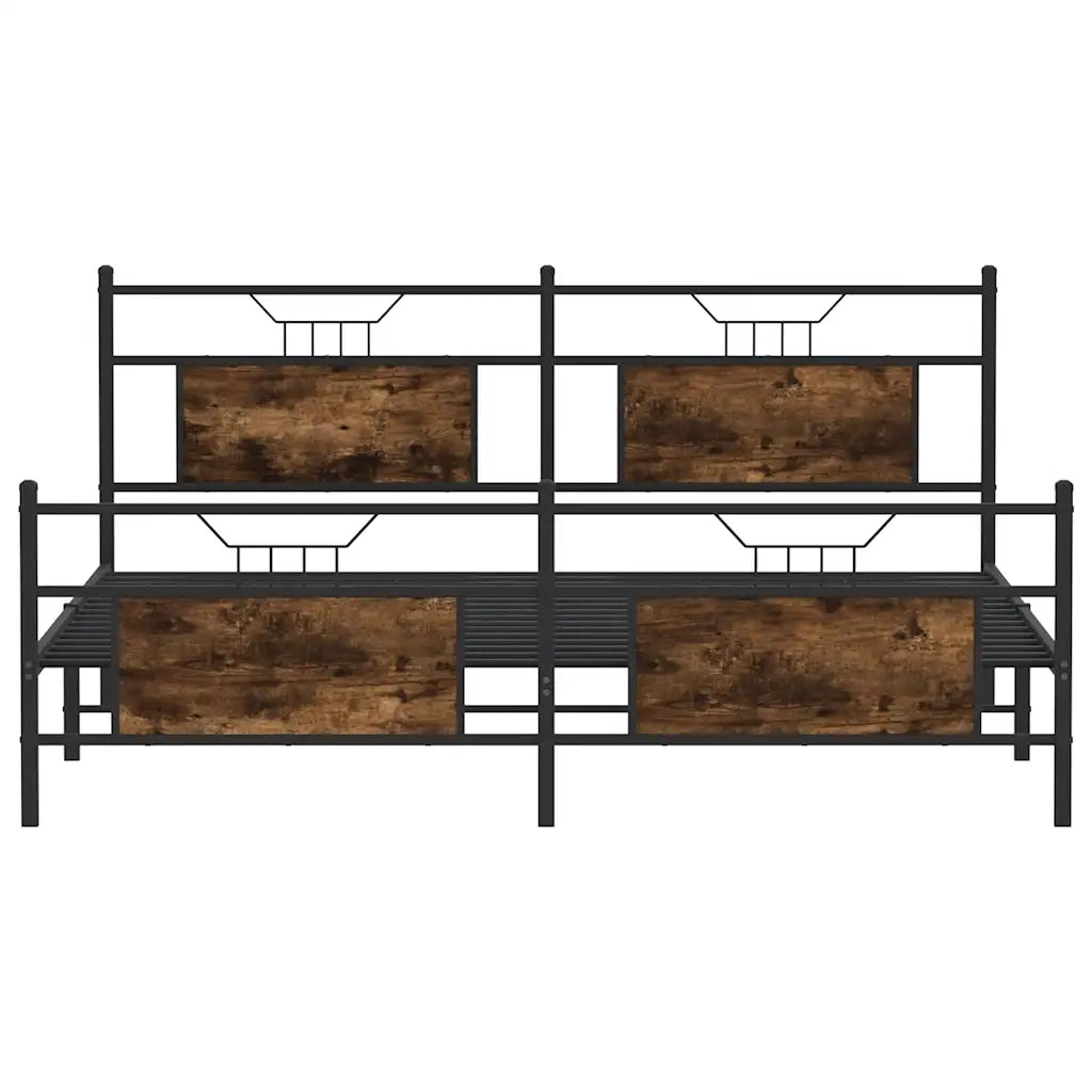vidaXL Giroletto senza Materaso in Metallo Rovere Fumo 180x200 cm