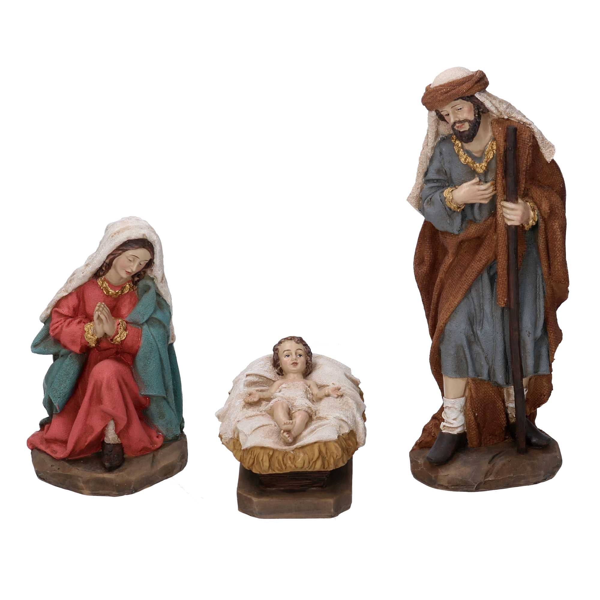 Natività resina set 11pz verde e rosso cm xh20