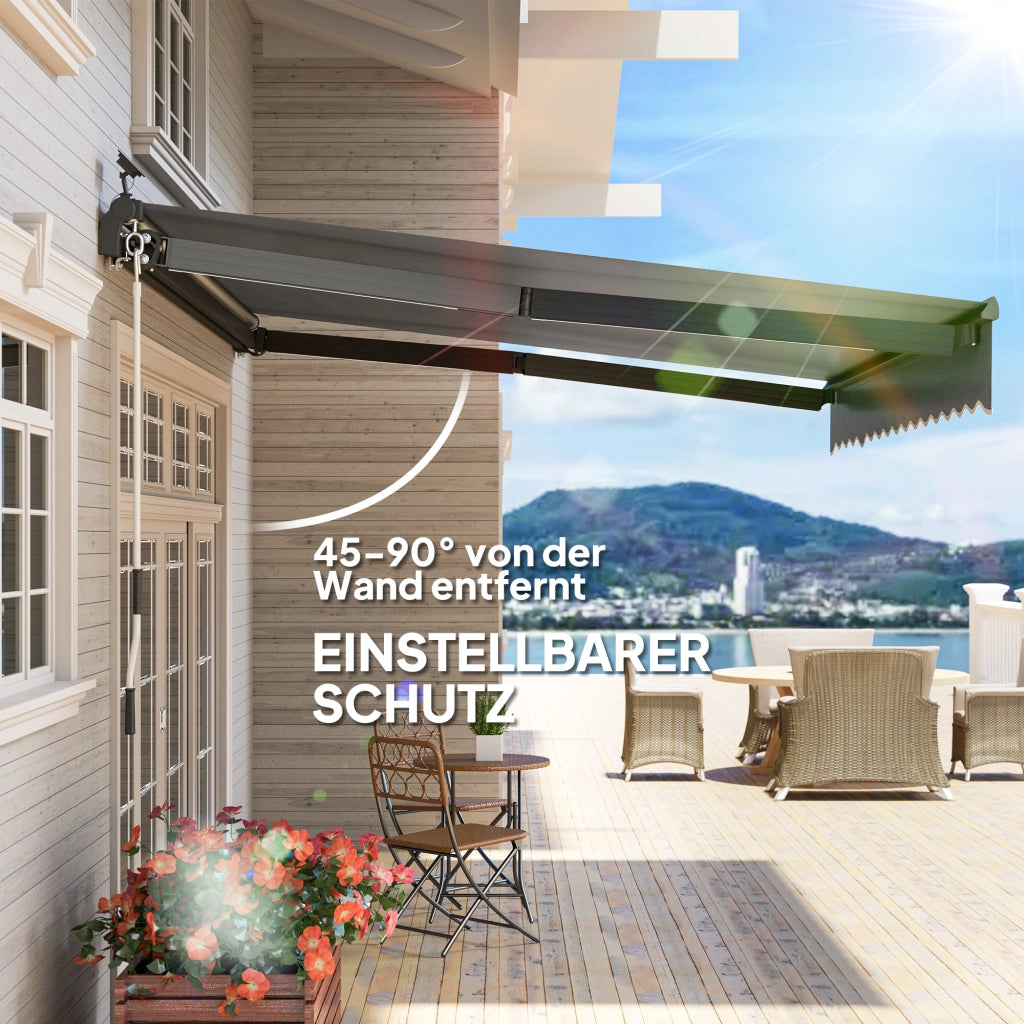 Tenda da sole a braccio articolato con manovella ¨C zephmum ¨C Grigio 400 cm