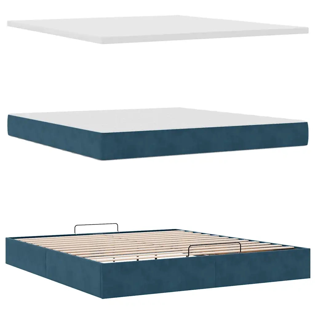 Struttura Letto Pouf con Materasso 160x200 cm in Velluto 3311715