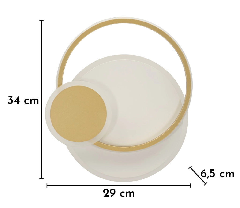 Lampada da Muro LED Dish 29x6,5x34 cm in Alluminio e Ferro e PVC Oro e Bianco