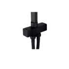 Colonna Doccia Quadrata Nero Opaco con Supporto Regolabile, Doccetta Square e Soffione 20x20 cm