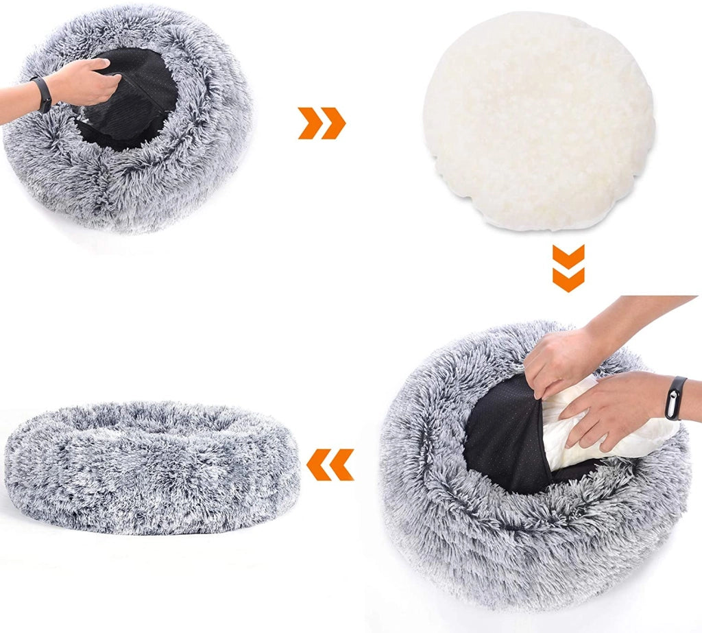 Cuccia per cani e gatti in tessuto peluche 50 cm grigio 12_0006827