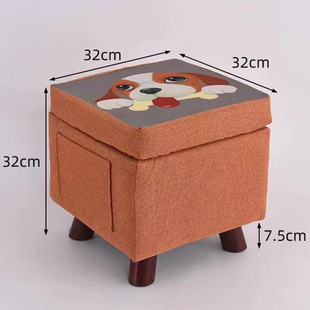 Pouf Contenitore Sgabello Multiuso in Tessuto Arancione
