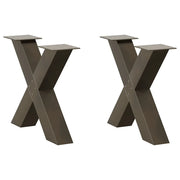 Gambe per Tavolino da CaffÃ¨ a Forma di X 2 pz Acciaio Naturale 60x(42-43) cm Acciaio