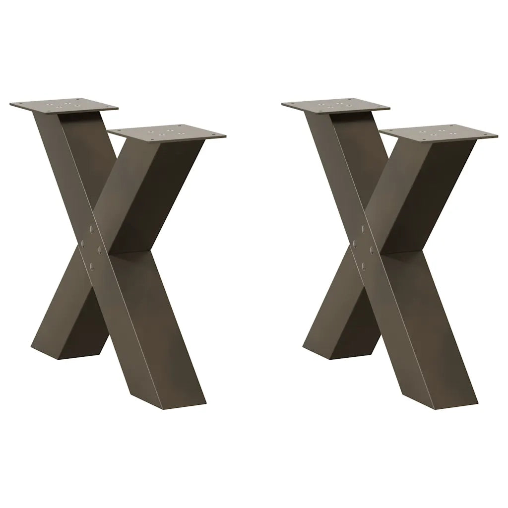 Gambe per Tavolino da CaffÃ¨ a Forma di X 2 pz Acciaio Naturale 60x(42-43) cm Acciaio