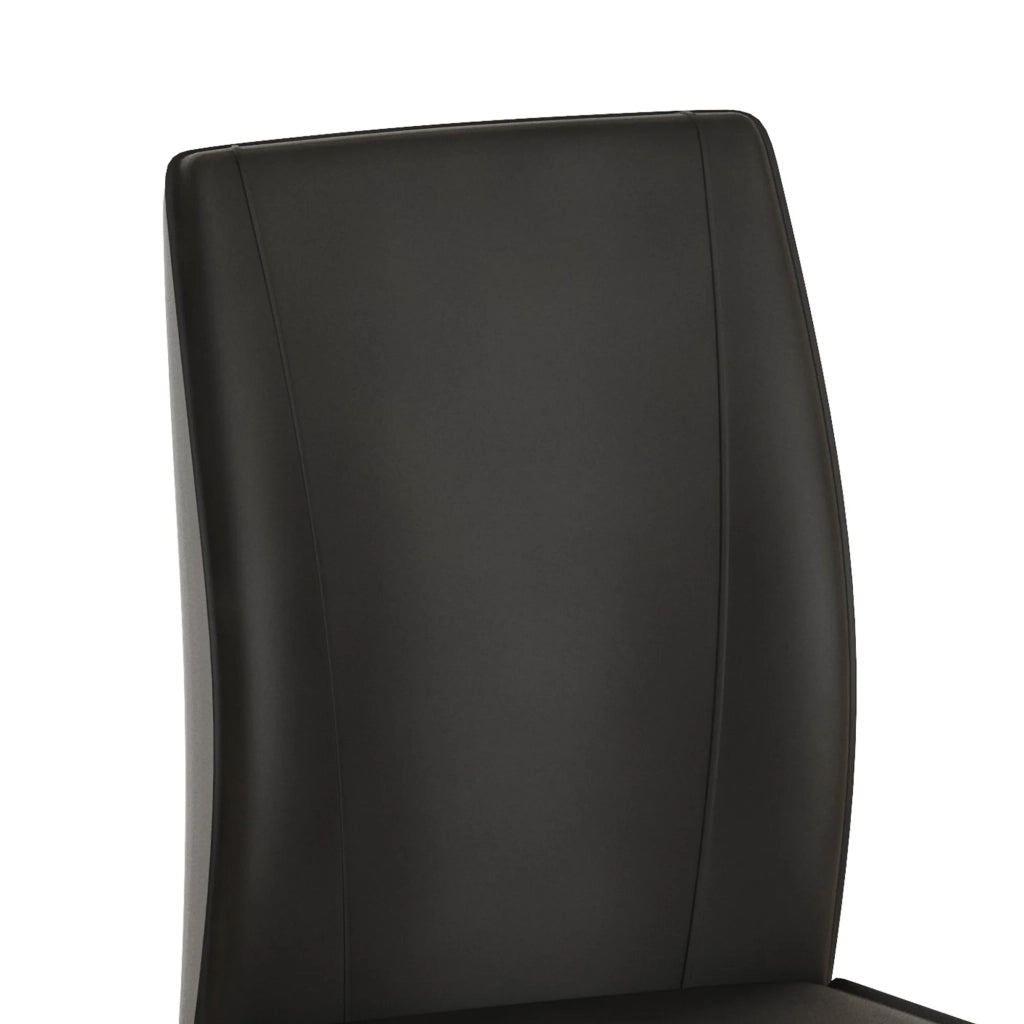 Set 2 Sedie da Pranzo in PU Nero, Gambe in Metallo Nero, Design Ergonomico