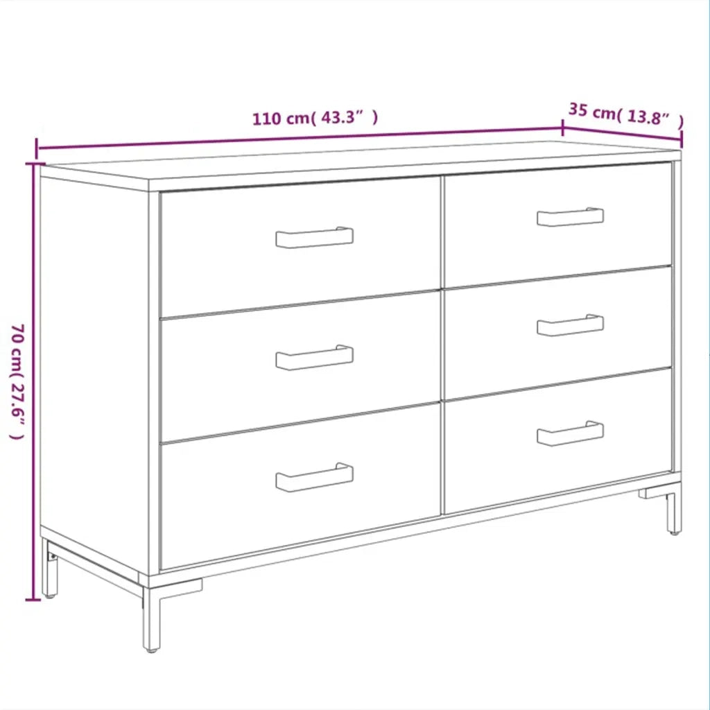Credenza Nera 110x35x70 cm Legno Massello di Pino Riciclato cod mxl 11661
