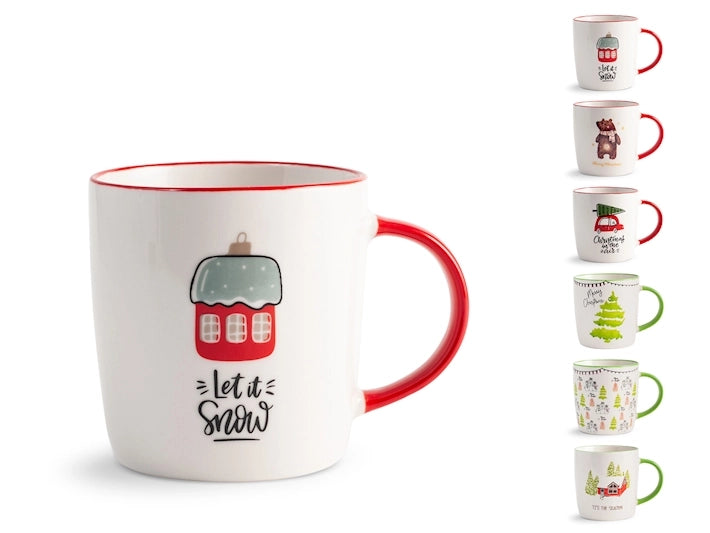 6 mug in new bone china decoro natale cc 370.