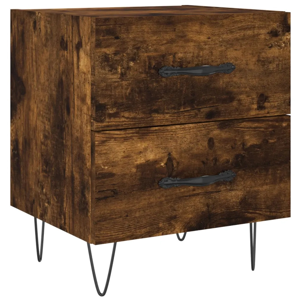 Set di 2 Comodini | Armadio da Notte | Mobiletto da notte Rovere Fumo 40x35x47,5 cm in Legno Multistrato