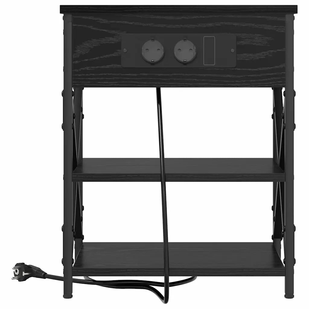 Armadio da Notte Rovere Nero 41 x 31 x 51 cm Legno multistrato 859515