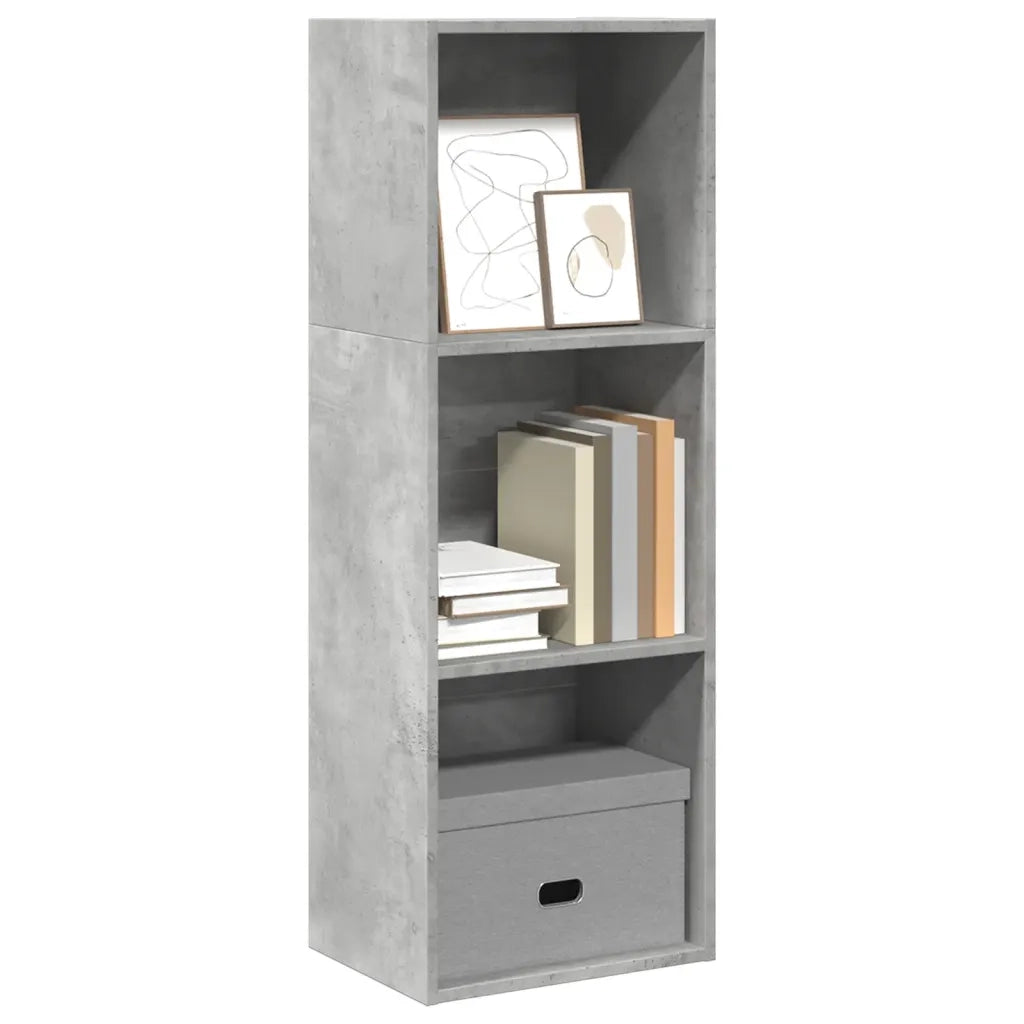 Libreria-Scaffale per Libri-Mobile di Stoccaggio Grigio Cemento 40x30x114 cm in Legno Multistrato