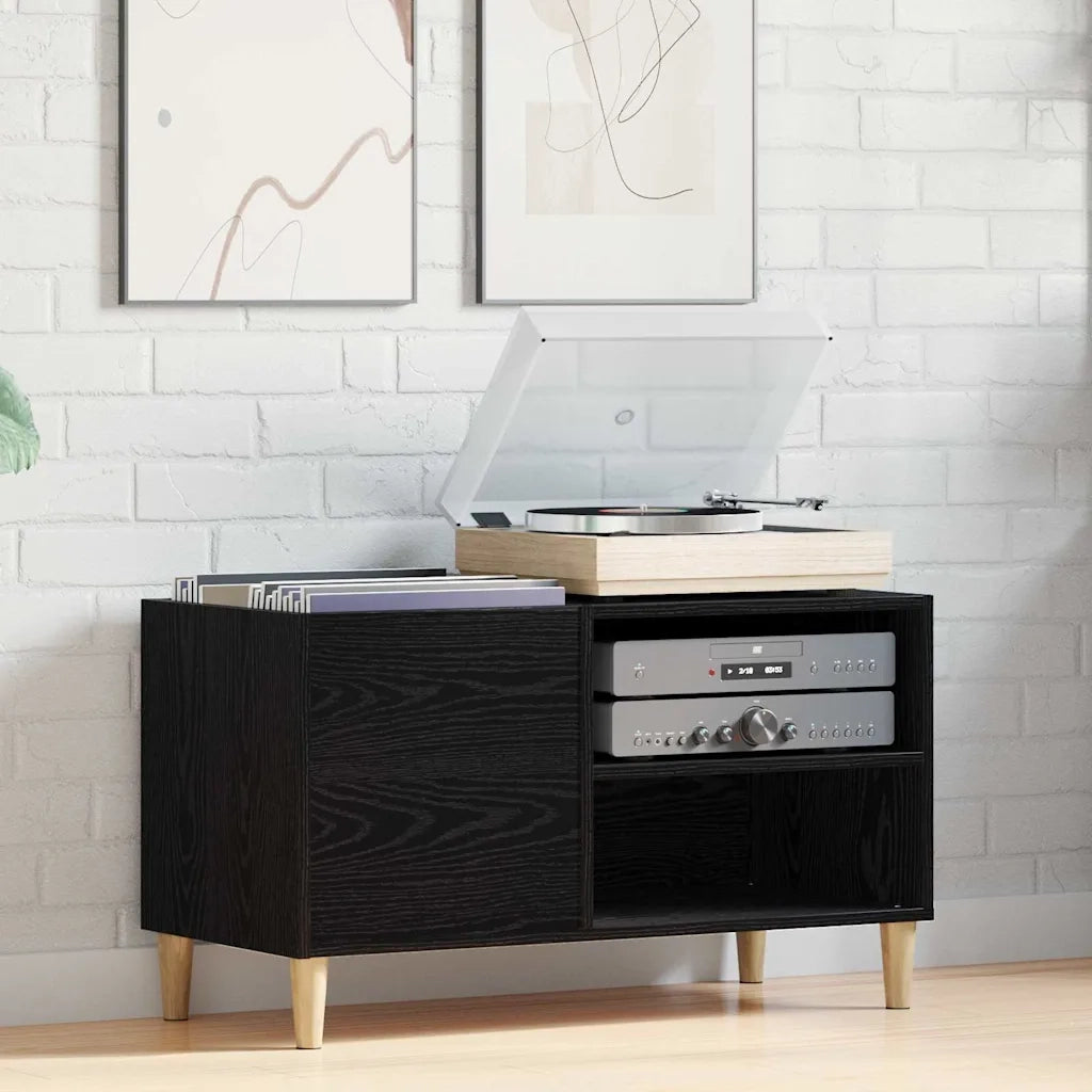 Mobile porta vinili Rovere nero 84,5 x 38 x 48 cm 862866
