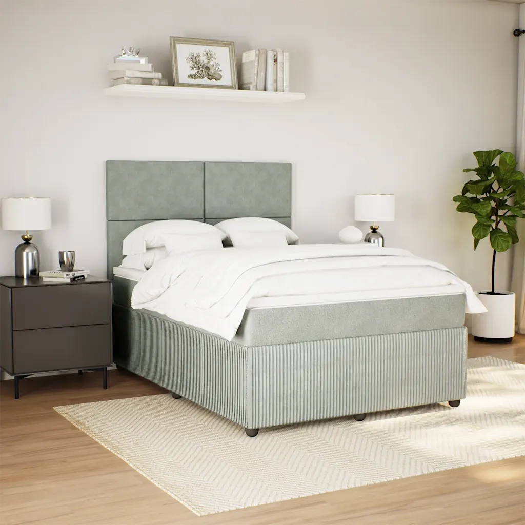 Giroletto a Molle con Materasso Grigio Chiaro 140x190cm Velluto 3294628