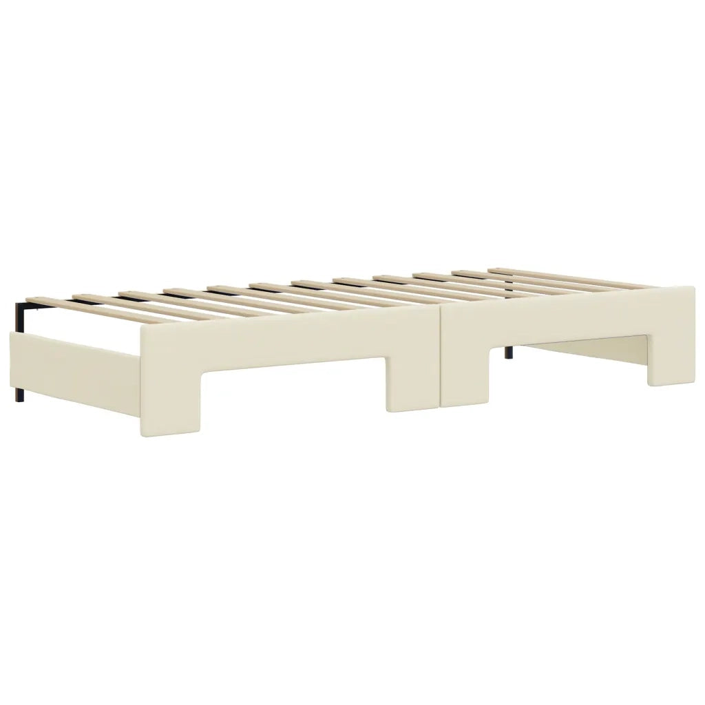 Divano Letto Estraibile con Cassetti Crema 90x200 cm Similpelle 3197733